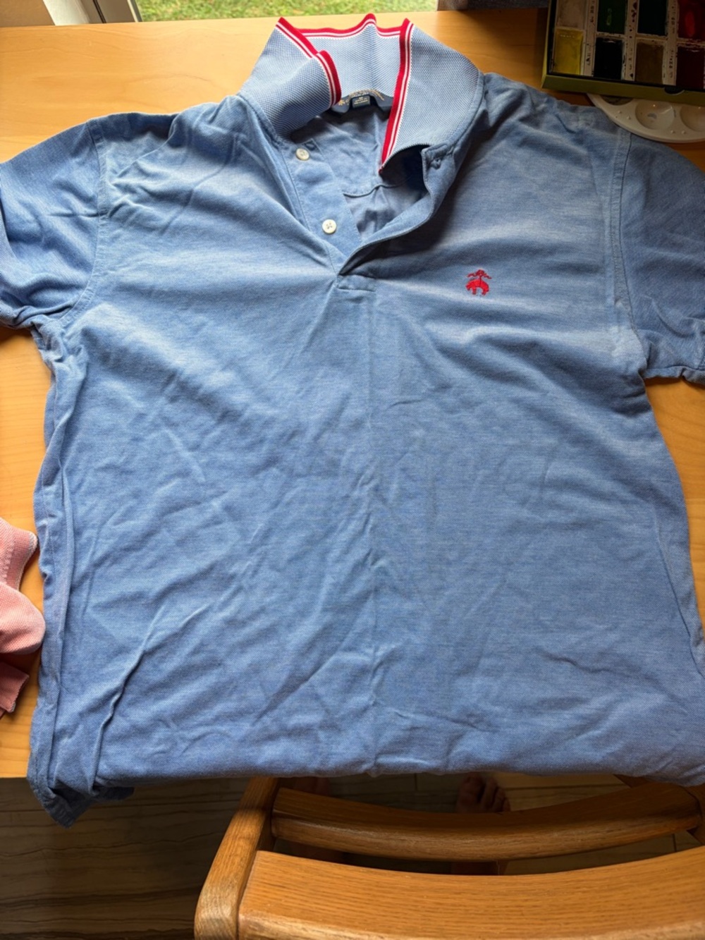 Brooks Brothers Light Blue Polo with Red Trim